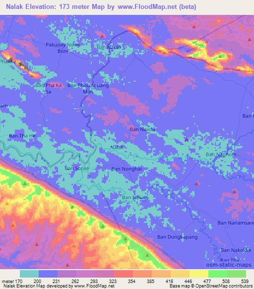 Nalak,Laos Elevation Map