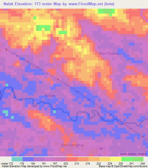 Nalak,Laos Elevation Map