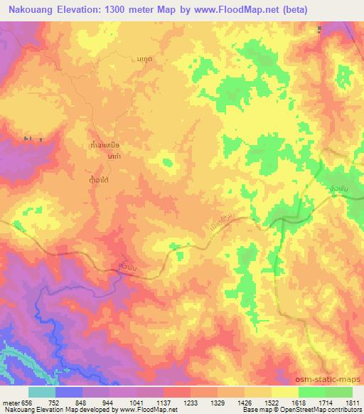 Nakouang,Laos Elevation Map