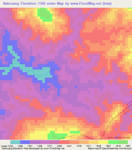 Nakouang,Laos Elevation Map