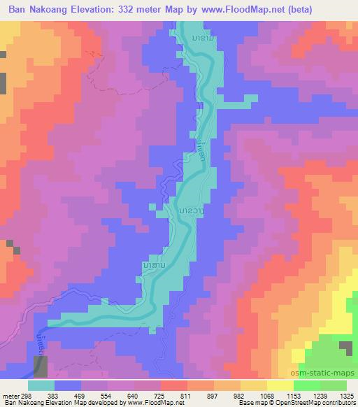 Ban Nakoang,Laos Elevation Map