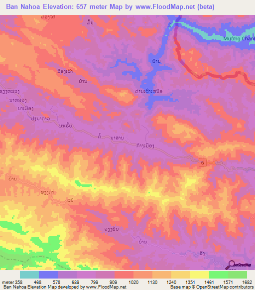 Ban Nahoa,Laos Elevation Map