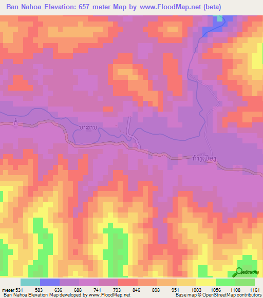 Ban Nahoa,Laos Elevation Map