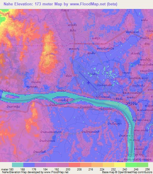 Nahe,Laos Elevation Map