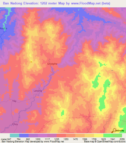 Ban Nadong,Laos Elevation Map