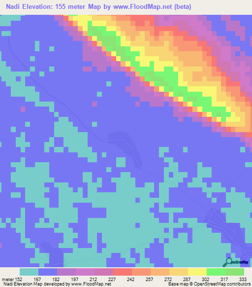 Nadi,Laos Elevation Map