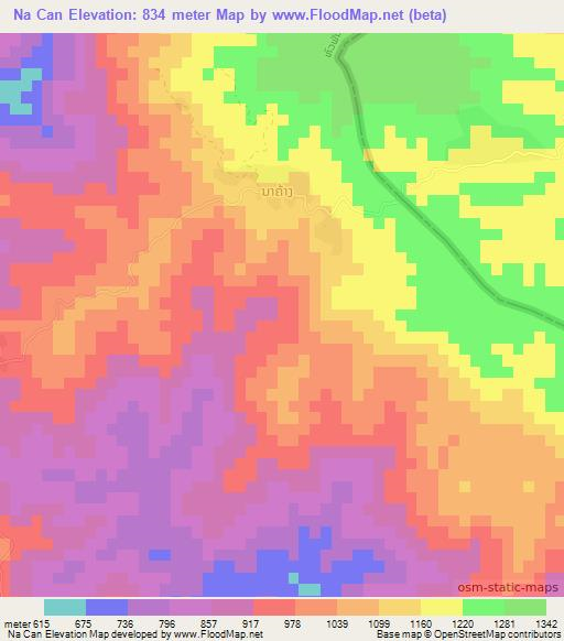 Na Can,Laos Elevation Map