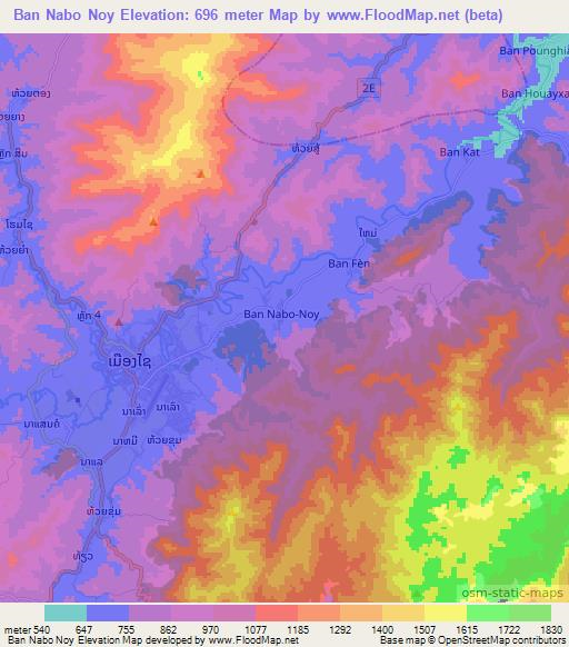 Ban Nabo Noy,Laos Elevation Map