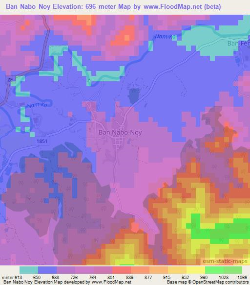 Ban Nabo Noy,Laos Elevation Map