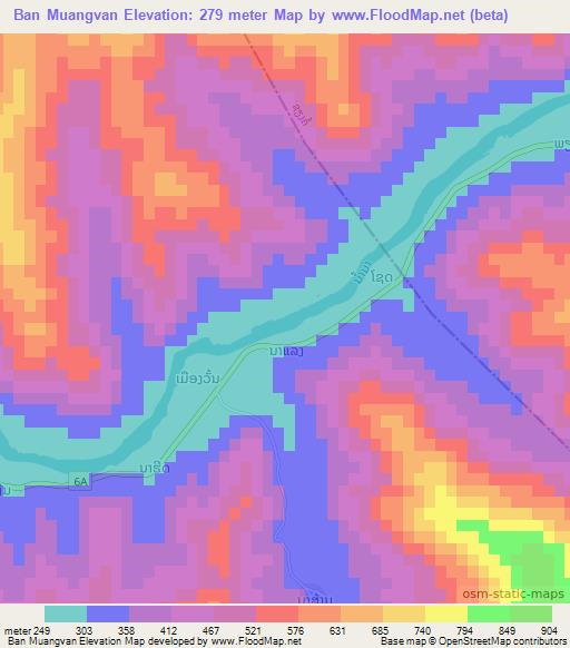 Ban Muangvan,Laos Elevation Map