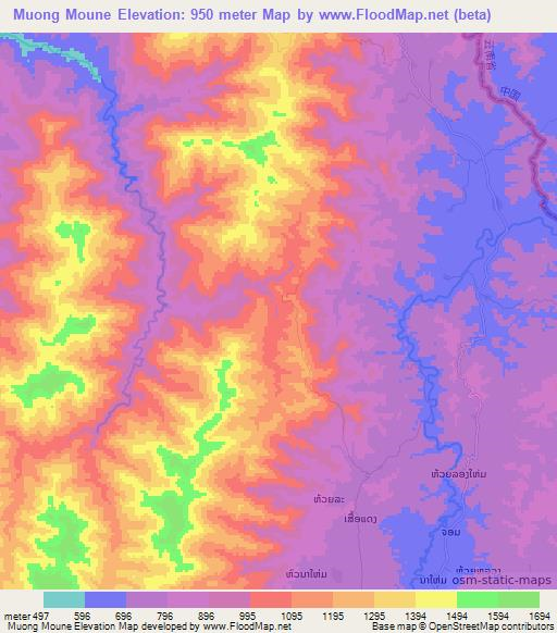 Muong Moune,Laos Elevation Map