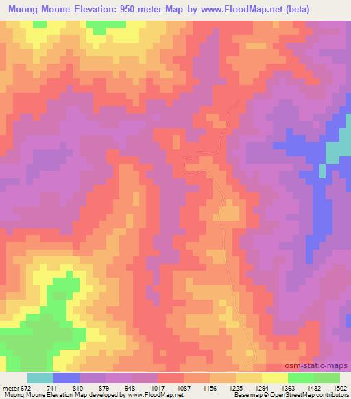 Muong Moune,Laos Elevation Map