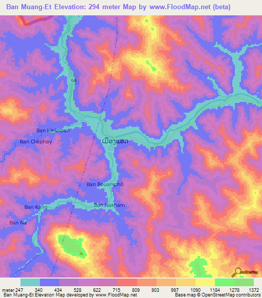 Ban Muang-Et,Laos Elevation Map