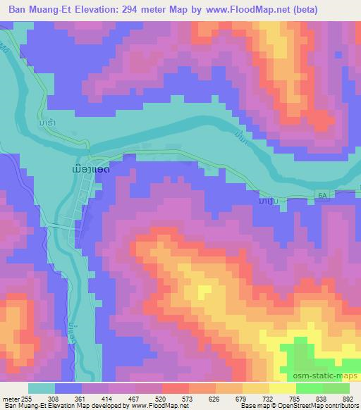 Ban Muang-Et,Laos Elevation Map