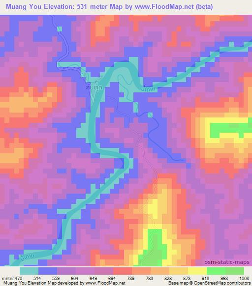 Muang You,Laos Elevation Map