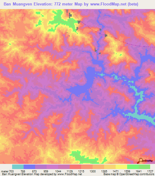 Ban Muangven,Laos Elevation Map