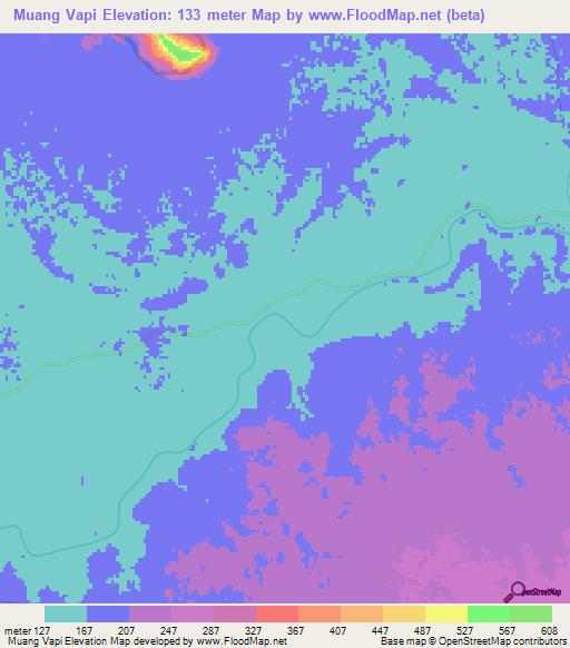 Muang Vapi,Laos Elevation Map