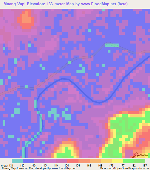 Muang Vapi,Laos Elevation Map