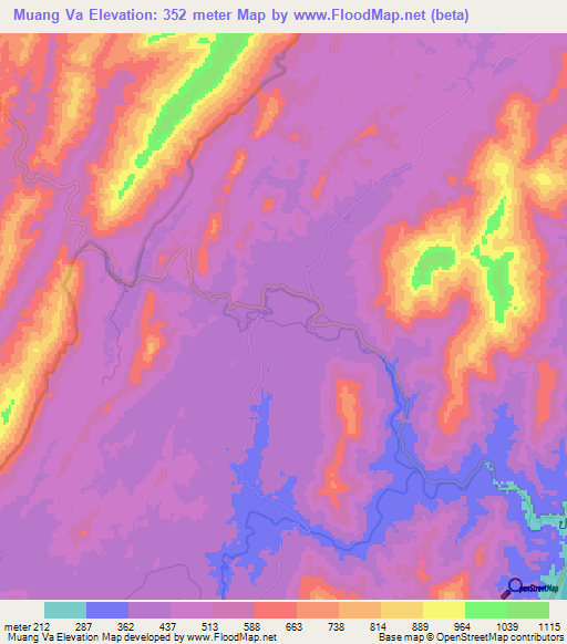 Muang Va,Laos Elevation Map