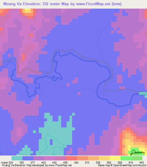 Muang Va,Laos Elevation Map