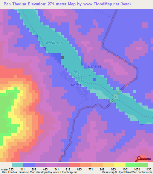 Ban Thadua,Laos Elevation Map