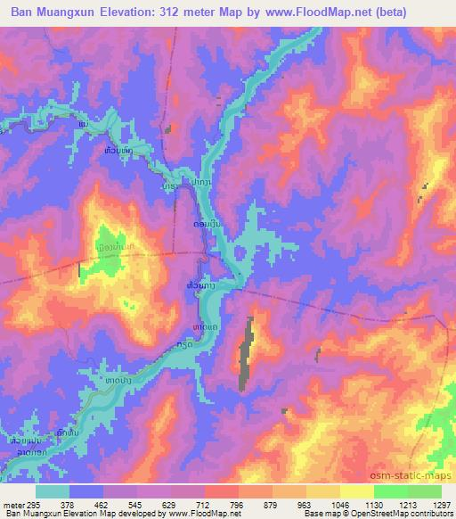 Ban Muangxun,Laos Elevation Map