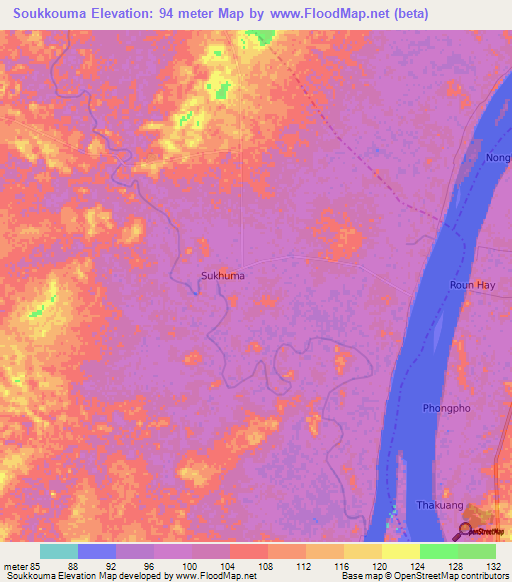 Soukkouma,Laos Elevation Map