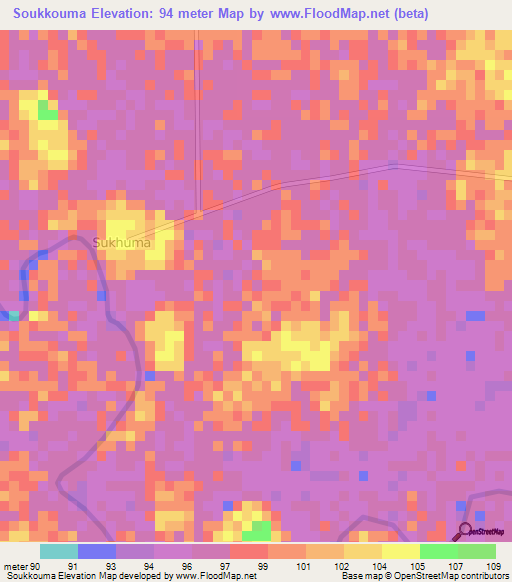 Soukkouma,Laos Elevation Map