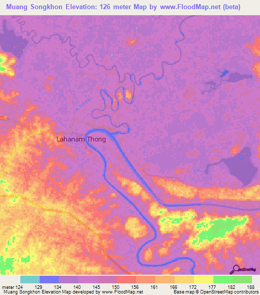 Muang Songkhon,Laos Elevation Map