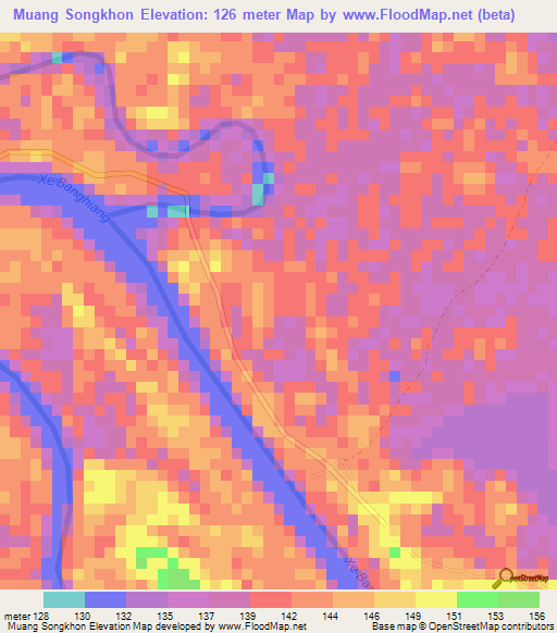 Muang Songkhon,Laos Elevation Map