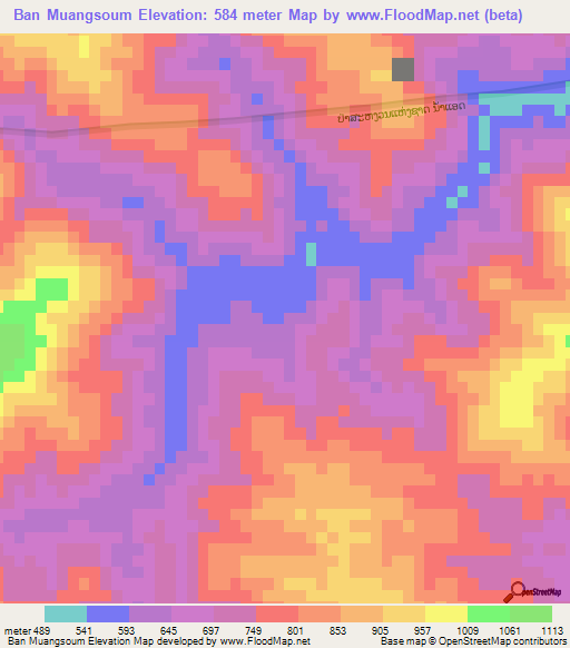 Ban Muangsoum,Laos Elevation Map