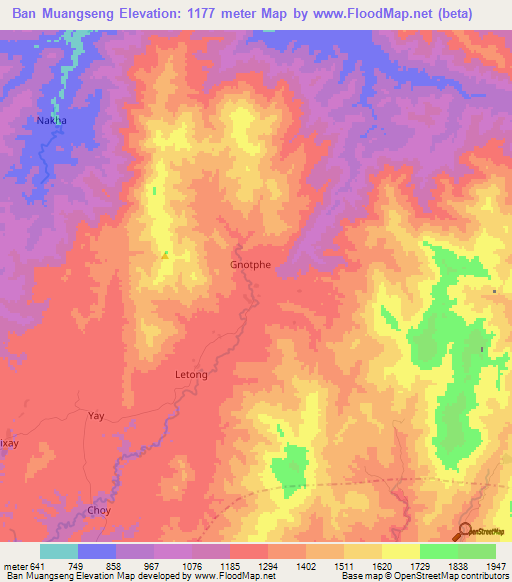 Ban Muangseng,Laos Elevation Map