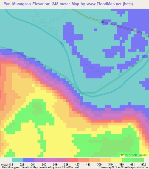 Ban Muangsen,Laos Elevation Map