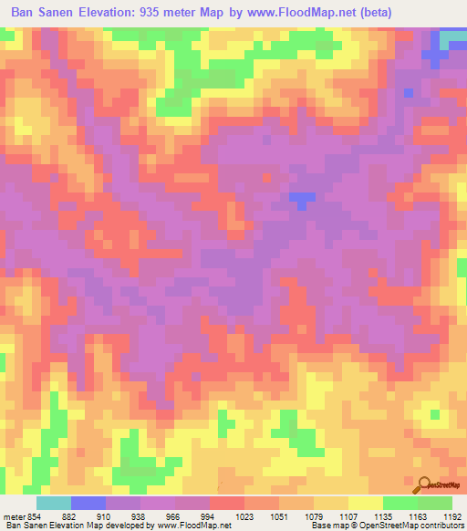 Ban Sanen,Laos Elevation Map