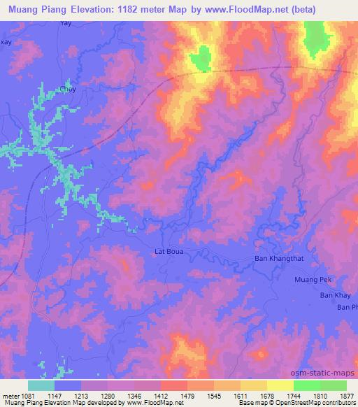 Muang Piang,Laos Elevation Map