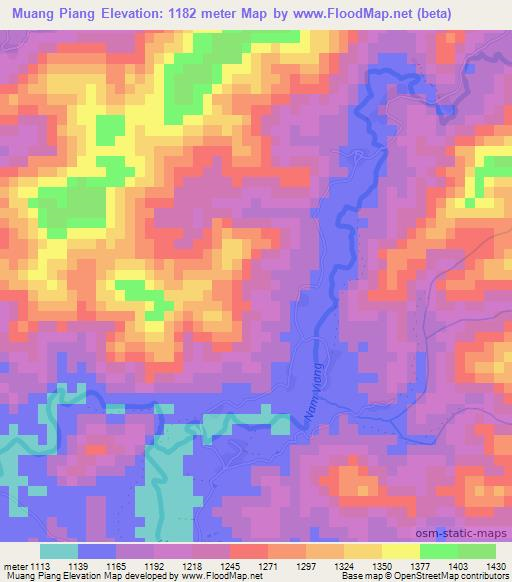 Muang Piang,Laos Elevation Map