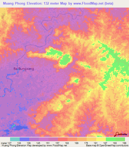 Muang Phong,Laos Elevation Map