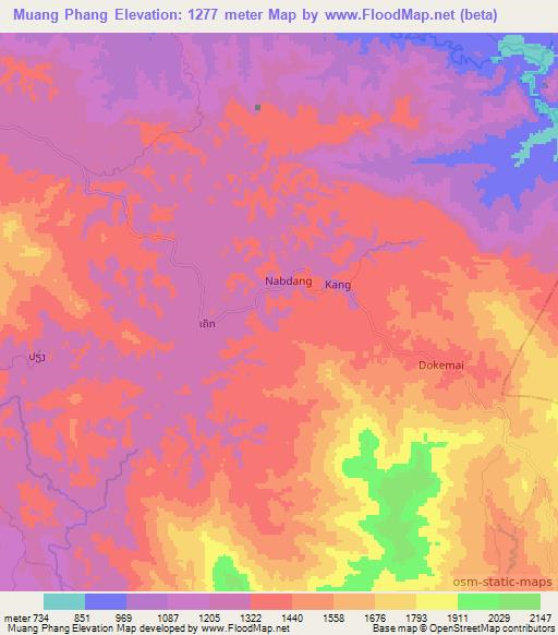 Muang Phang,Laos Elevation Map