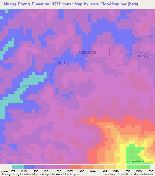 Muang Phang,Laos Elevation Map