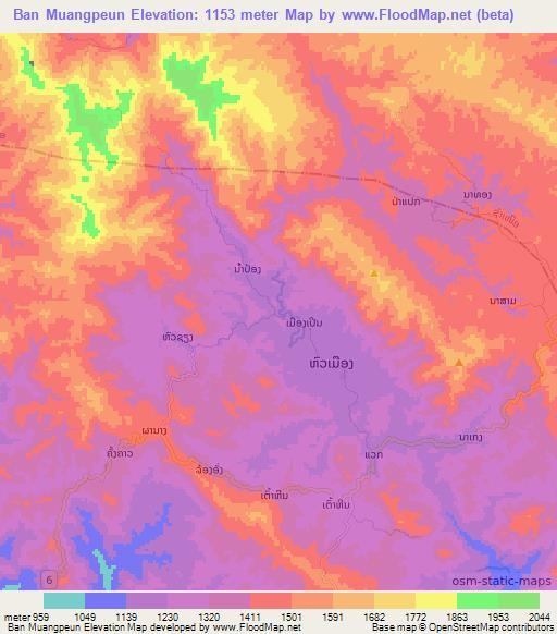 Ban Muangpeun,Laos Elevation Map