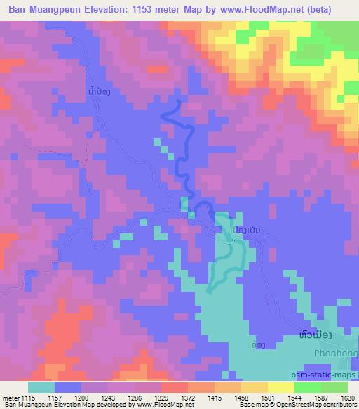 Ban Muangpeun,Laos Elevation Map