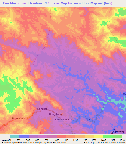 Ban Muangpan,Laos Elevation Map