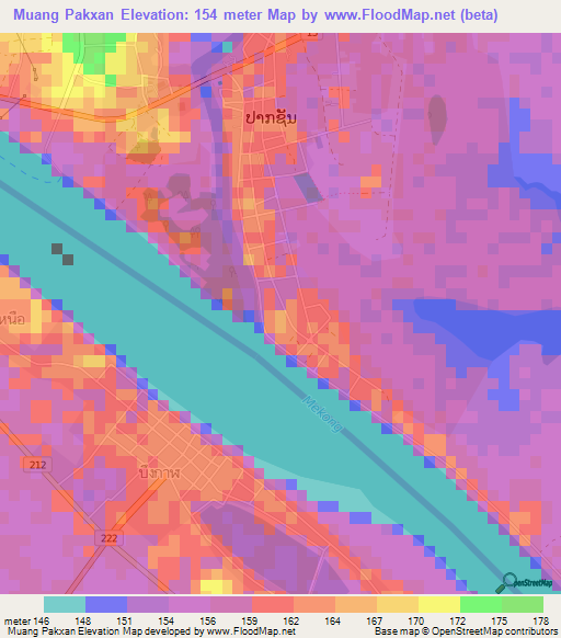 Muang Pakxan,Laos Elevation Map