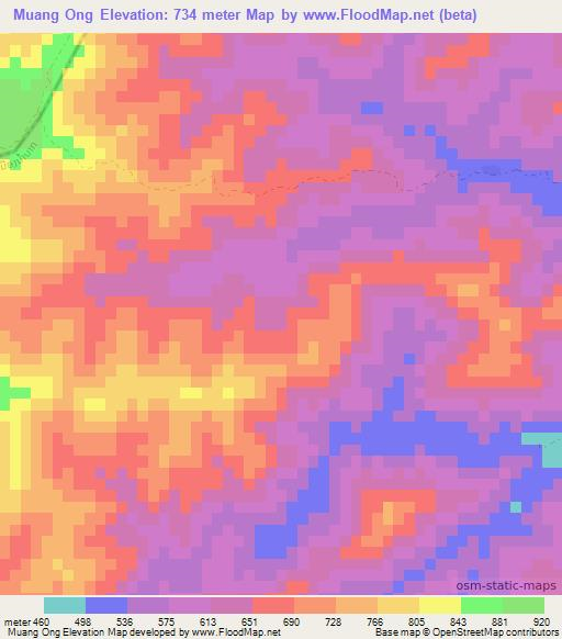 Muang Ong,Laos Elevation Map