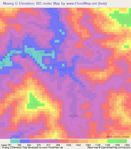 Muang O,Laos Elevation Map