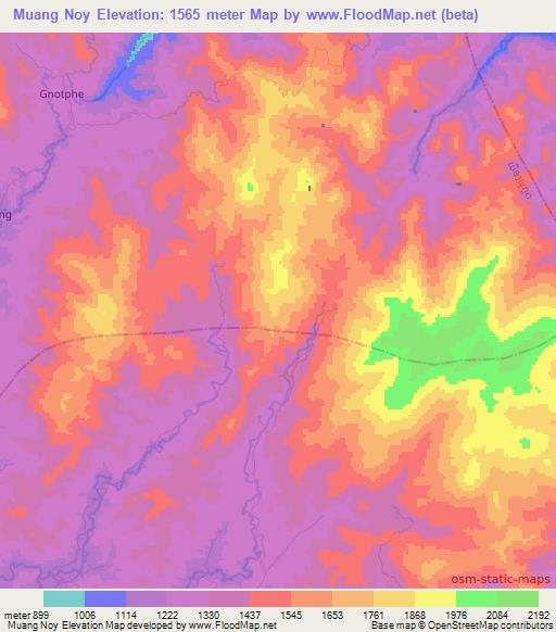 Muang Noy,Laos Elevation Map