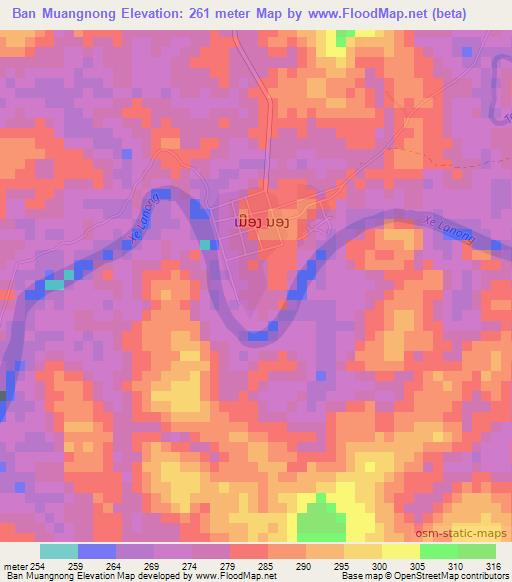 Ban Muangnong,Laos Elevation Map