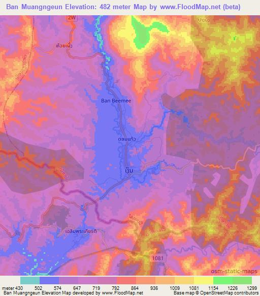 Ban Muangngeun,Laos Elevation Map