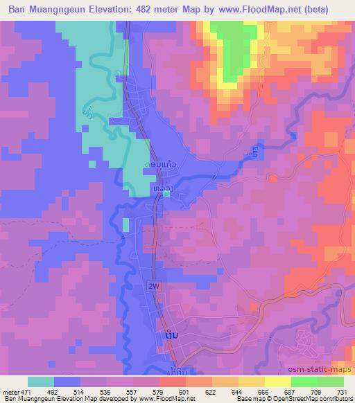 Ban Muangngeun,Laos Elevation Map