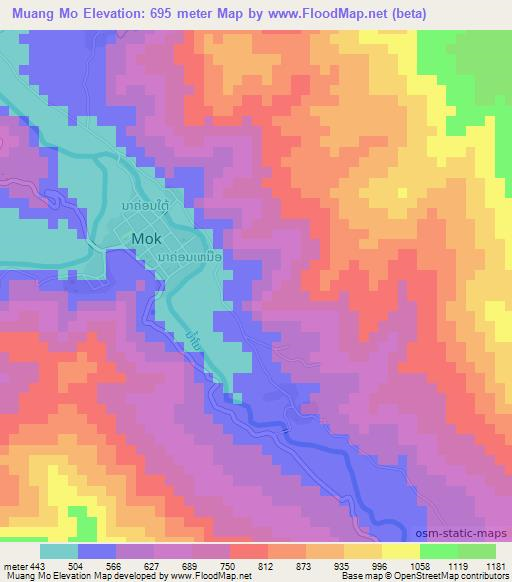 Muang Mo,Laos Elevation Map